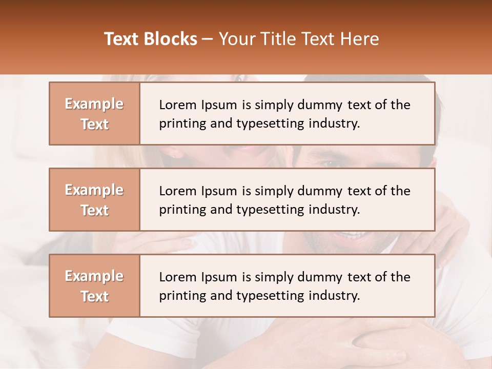 A Man And Woman Laying On A Bed Smiling PowerPoint Template