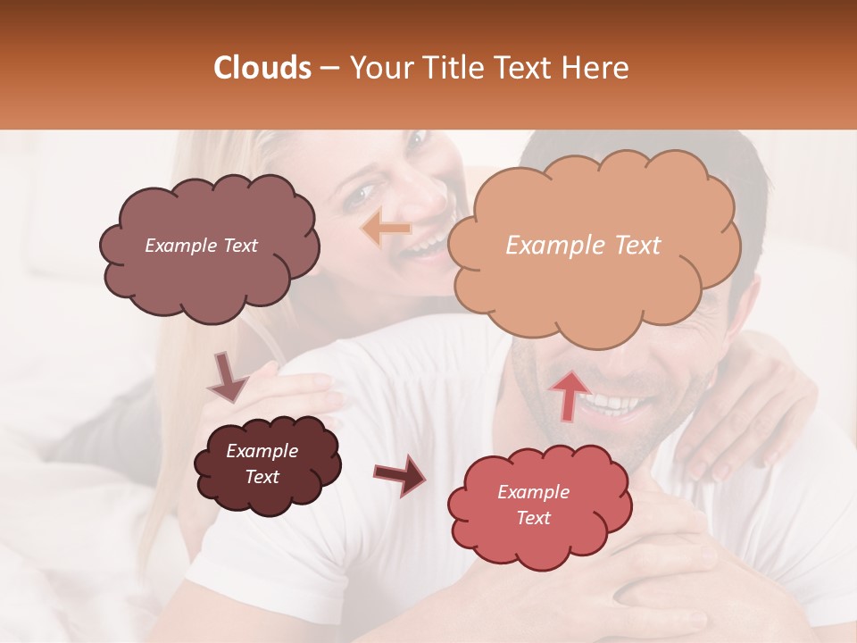 A Man And Woman Laying On A Bed Smiling PowerPoint Template
