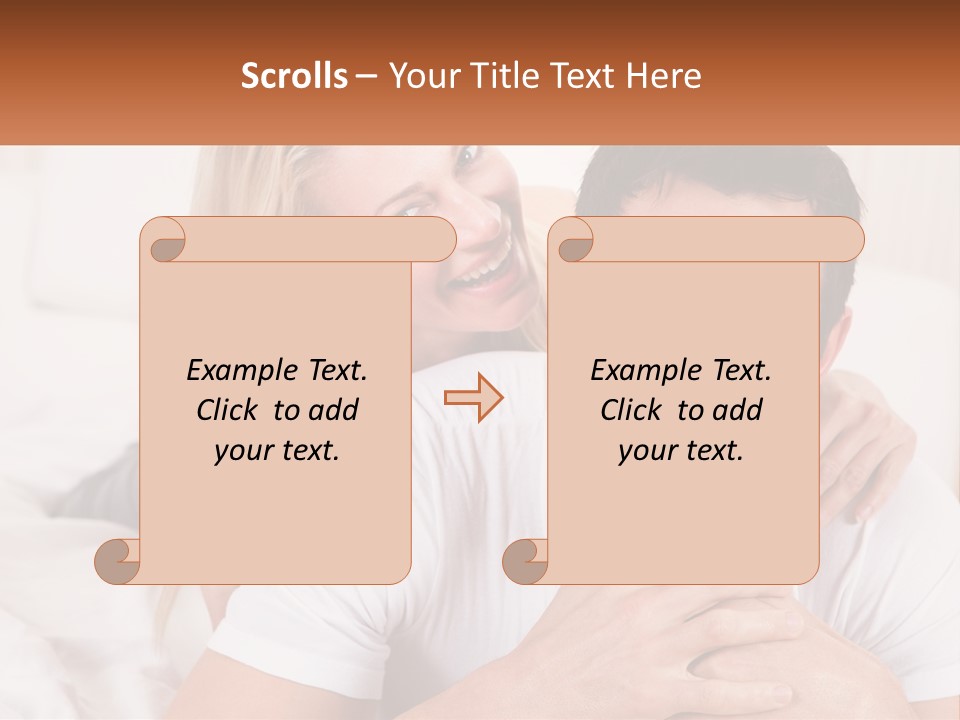 A Man And Woman Laying On A Bed Smiling PowerPoint Template