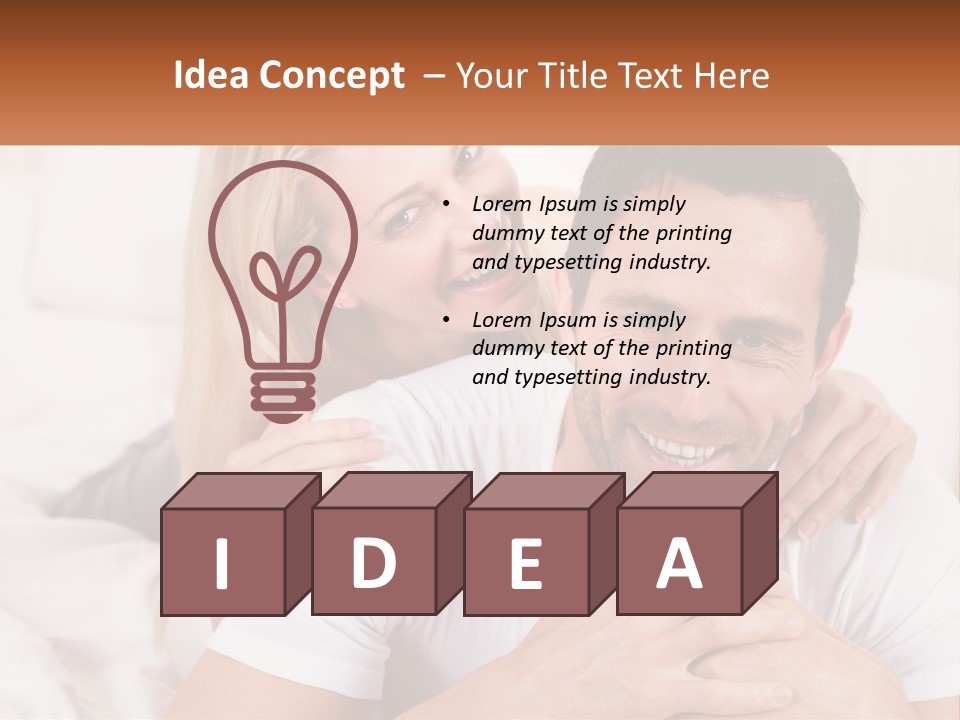 A Man And Woman Laying On A Bed Smiling PowerPoint Template