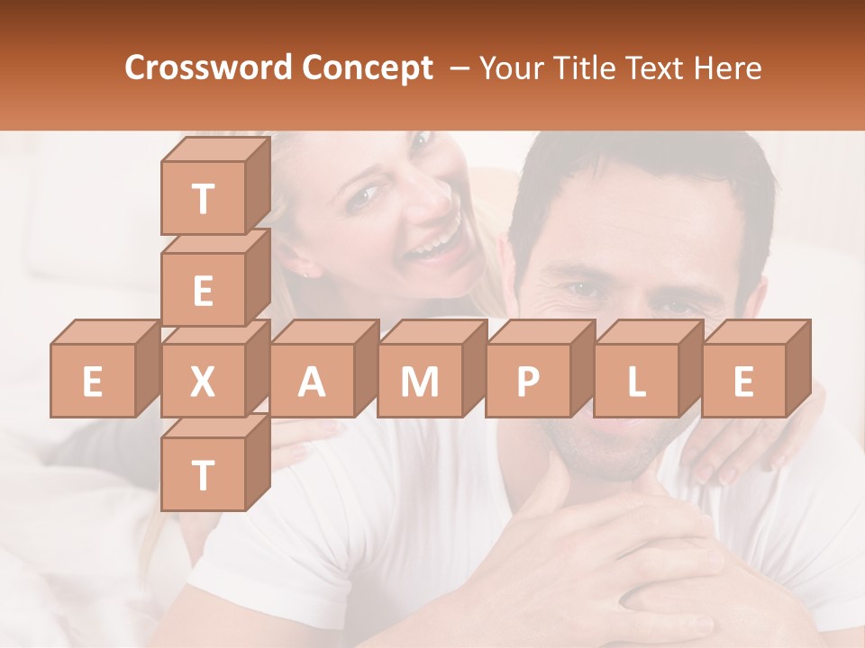 A Man And Woman Laying On A Bed Smiling PowerPoint Template