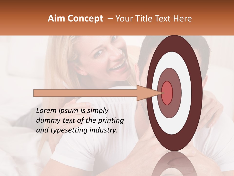 A Man And Woman Laying On A Bed Smiling PowerPoint Template