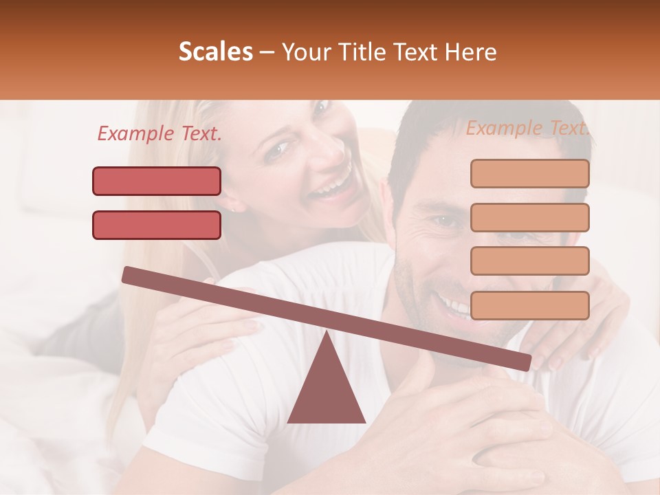 A Man And Woman Laying On A Bed Smiling PowerPoint Template