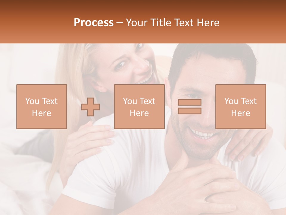 A Man And Woman Laying On A Bed Smiling PowerPoint Template