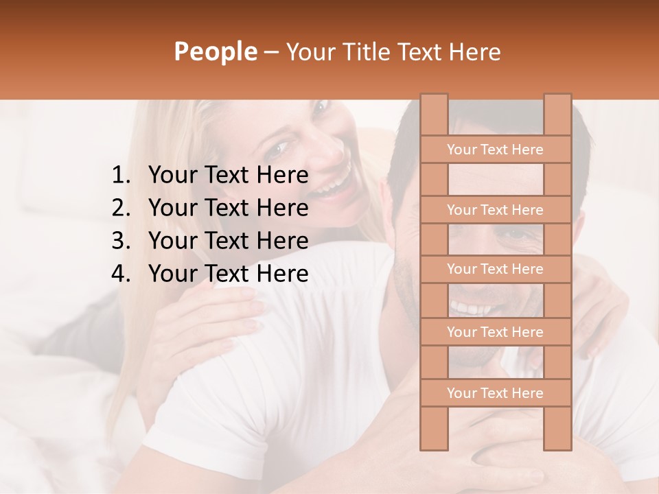 A Man And Woman Laying On A Bed Smiling PowerPoint Template
