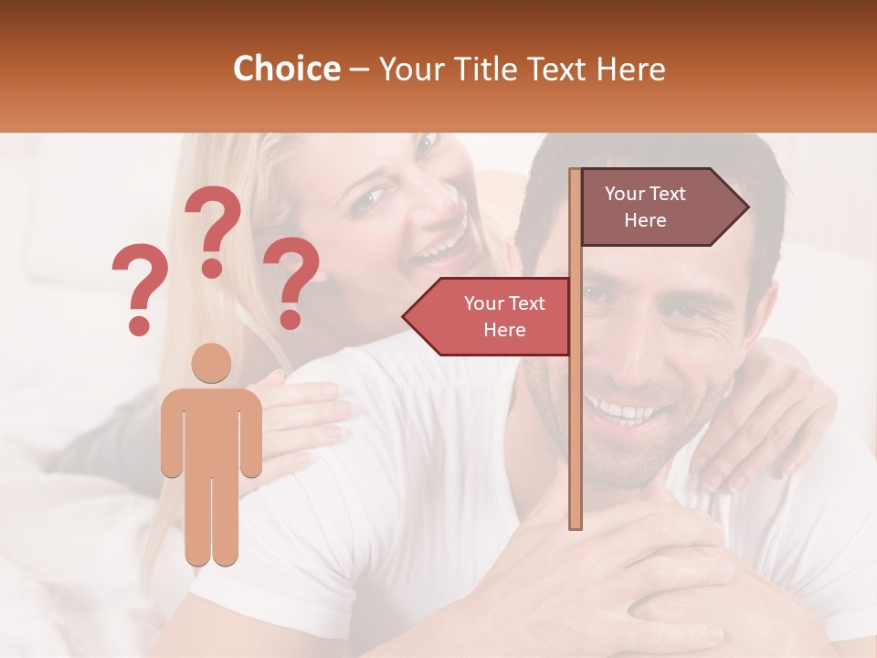 A Man And Woman Laying On A Bed Smiling PowerPoint Template