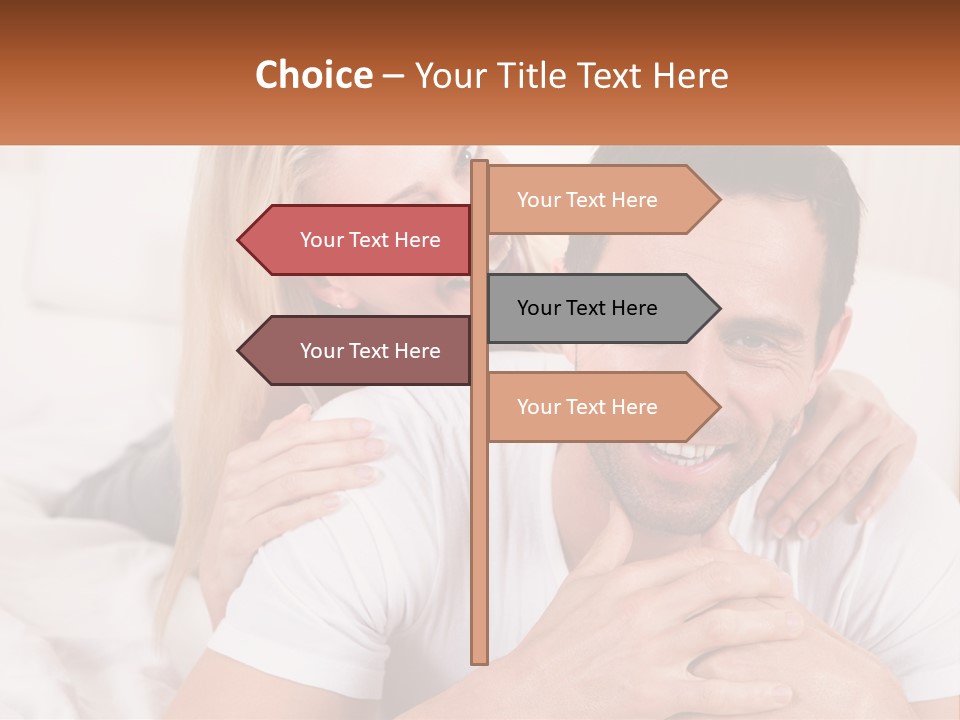 A Man And Woman Laying On A Bed Smiling PowerPoint Template