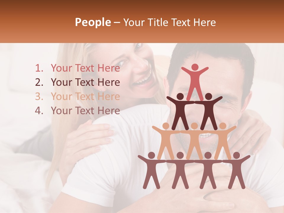 A Man And Woman Laying On A Bed Smiling PowerPoint Template