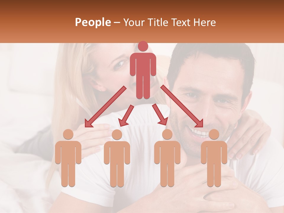 A Man And Woman Laying On A Bed Smiling PowerPoint Template