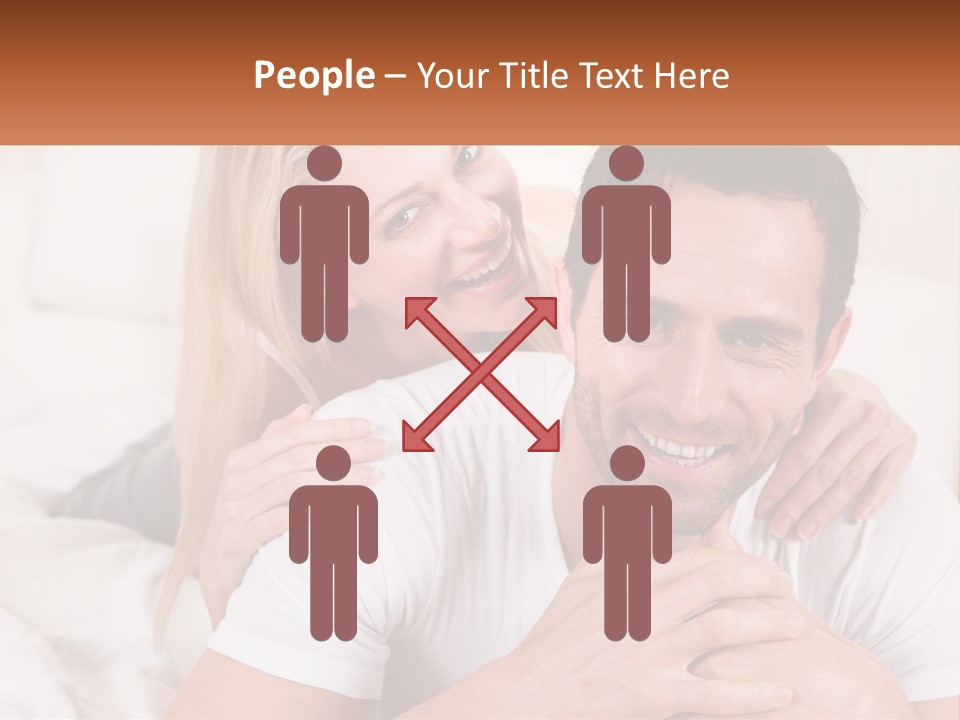 A Man And Woman Laying On A Bed Smiling PowerPoint Template