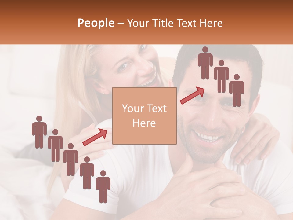 A Man And Woman Laying On A Bed Smiling PowerPoint Template
