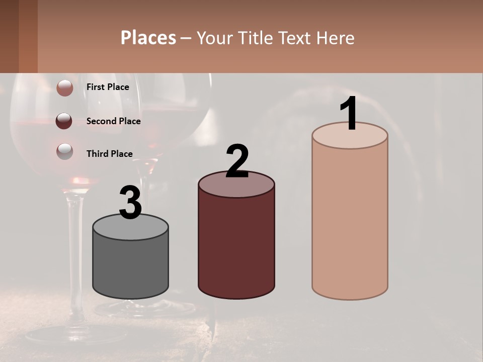 Two Glasses Of Red Wine On A Wooden Table PowerPoint Template