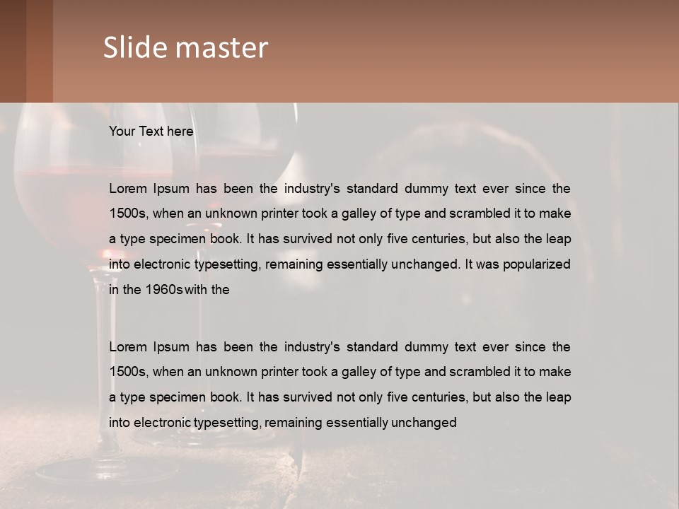 Two Glasses Of Red Wine On A Wooden Table PowerPoint Template