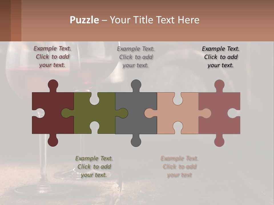 Two Glasses Of Red Wine On A Wooden Table PowerPoint Template