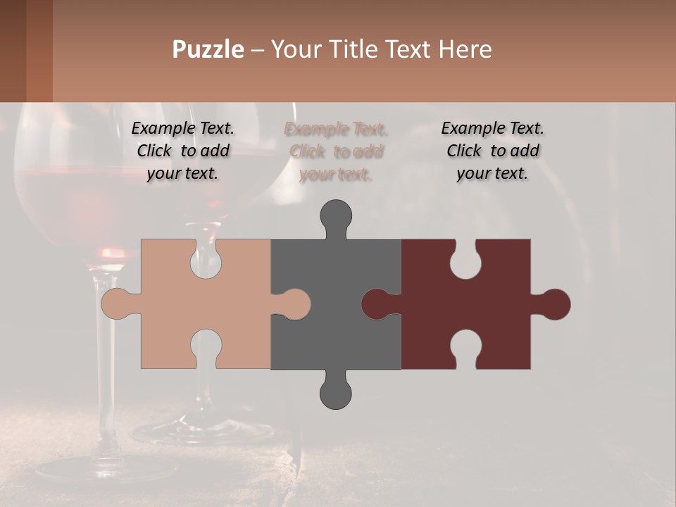 Two Glasses Of Red Wine On A Wooden Table PowerPoint Template