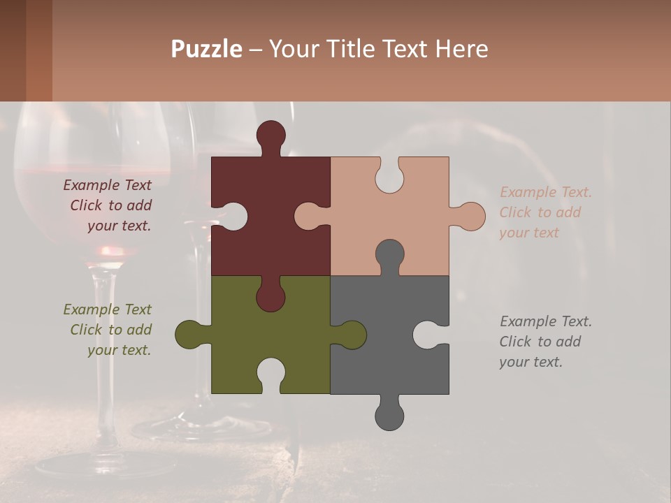 Two Glasses Of Red Wine On A Wooden Table PowerPoint Template