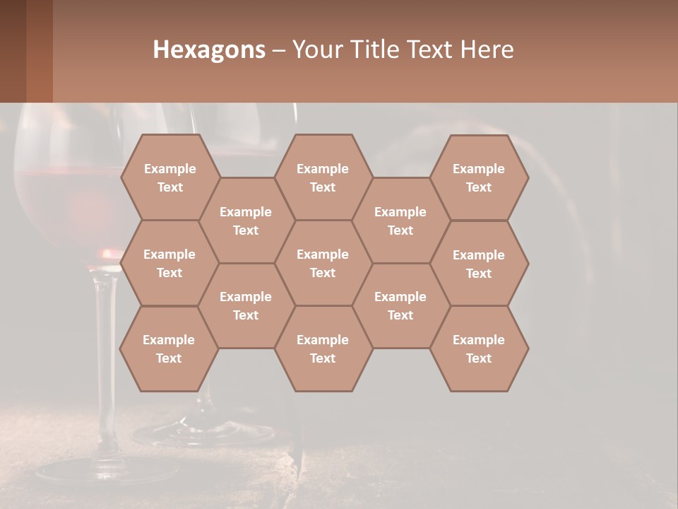 Two Glasses Of Red Wine On A Wooden Table PowerPoint Template