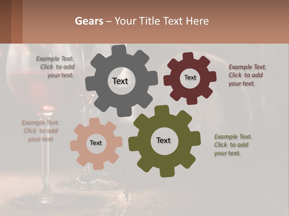 Two Glasses Of Red Wine On A Wooden Table PowerPoint Template