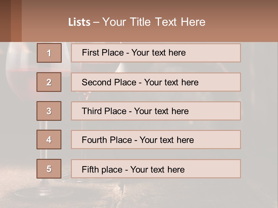 Two Glasses Of Red Wine On A Wooden Table PowerPoint Template