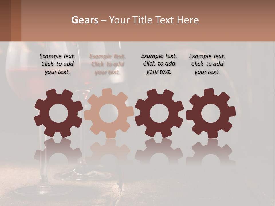 Two Glasses Of Red Wine On A Wooden Table PowerPoint Template