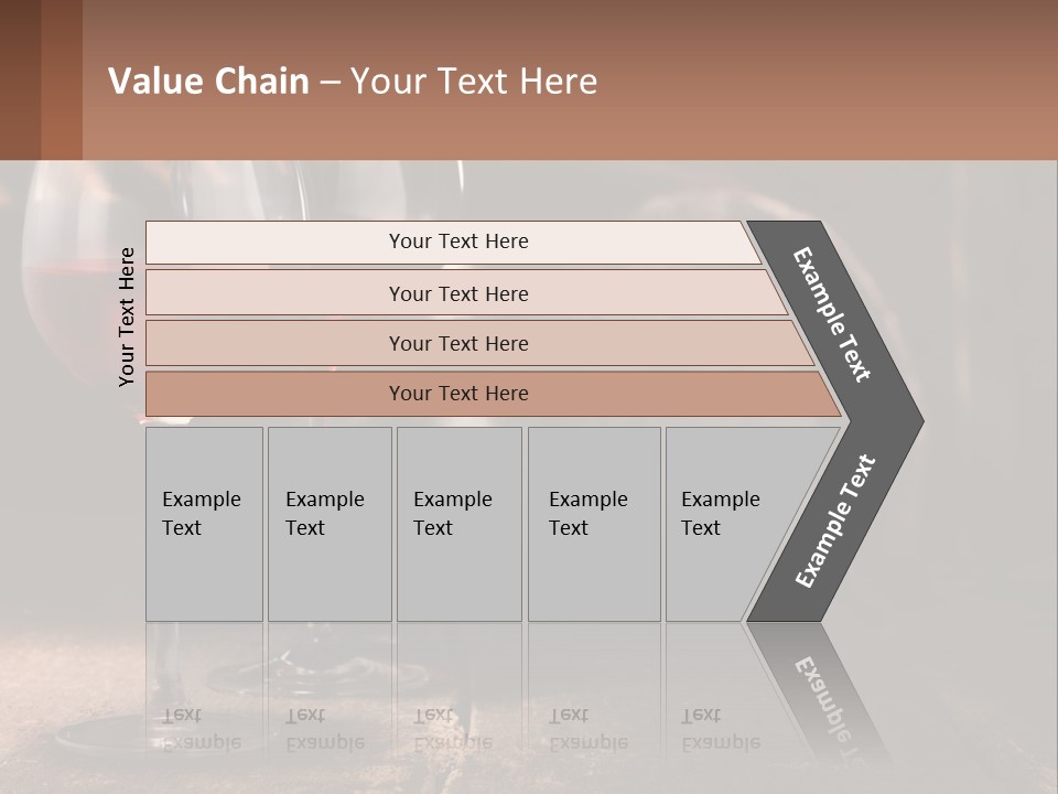 Two Glasses Of Red Wine On A Wooden Table PowerPoint Template