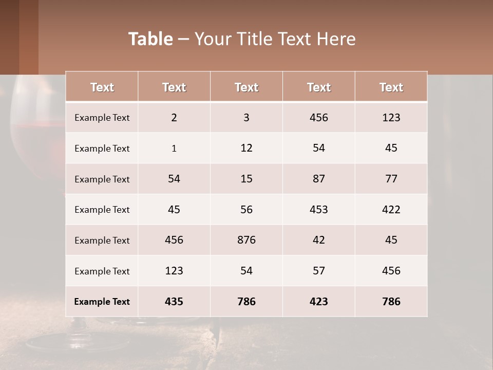 Two Glasses Of Red Wine On A Wooden Table PowerPoint Template