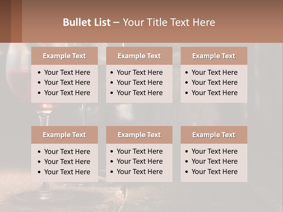 Two Glasses Of Red Wine On A Wooden Table PowerPoint Template