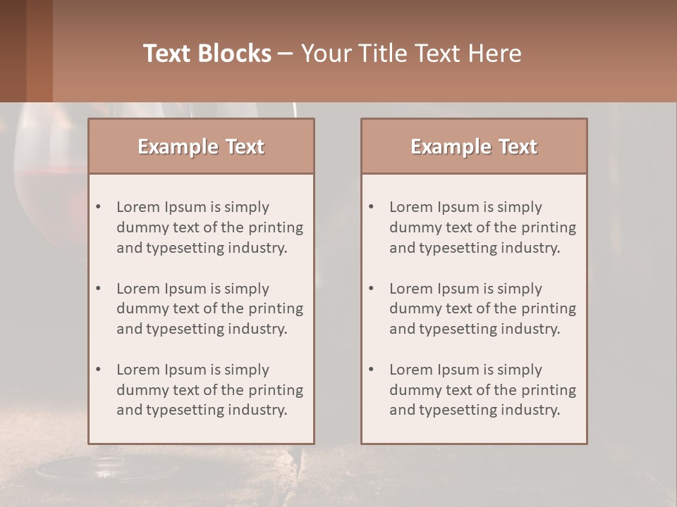 Two Glasses Of Red Wine On A Wooden Table PowerPoint Template
