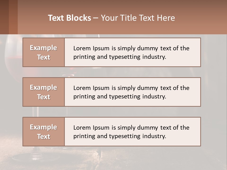 Two Glasses Of Red Wine On A Wooden Table PowerPoint Template