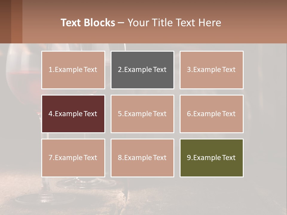 Two Glasses Of Red Wine On A Wooden Table PowerPoint Template