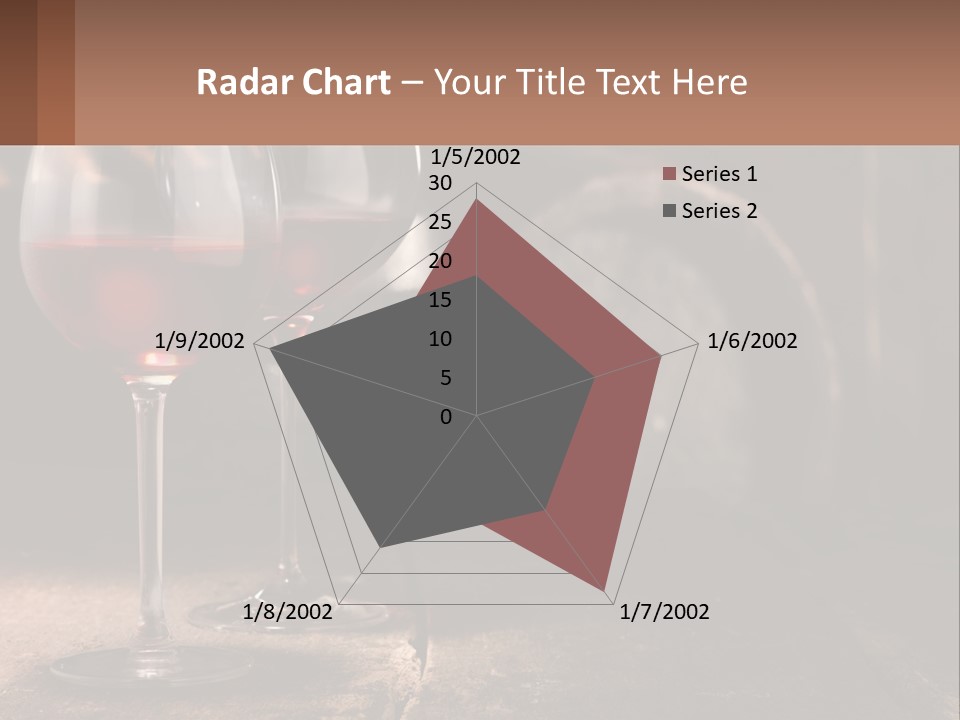 Two Glasses Of Red Wine On A Wooden Table PowerPoint Template