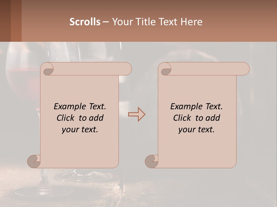 Two Glasses Of Red Wine On A Wooden Table PowerPoint Template