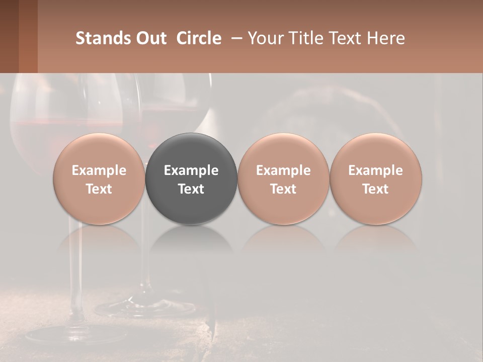 Two Glasses Of Red Wine On A Wooden Table PowerPoint Template