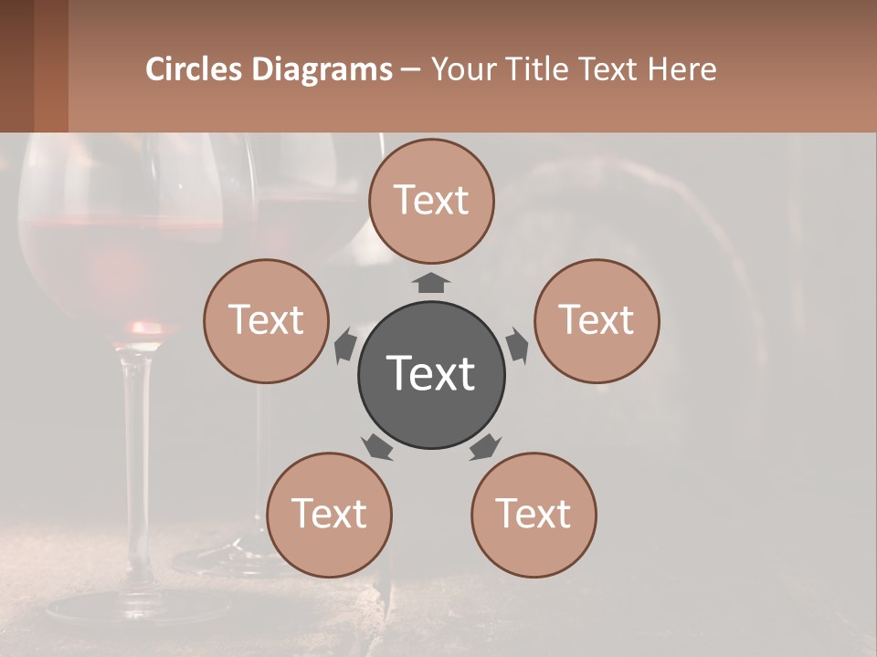 Two Glasses Of Red Wine On A Wooden Table PowerPoint Template