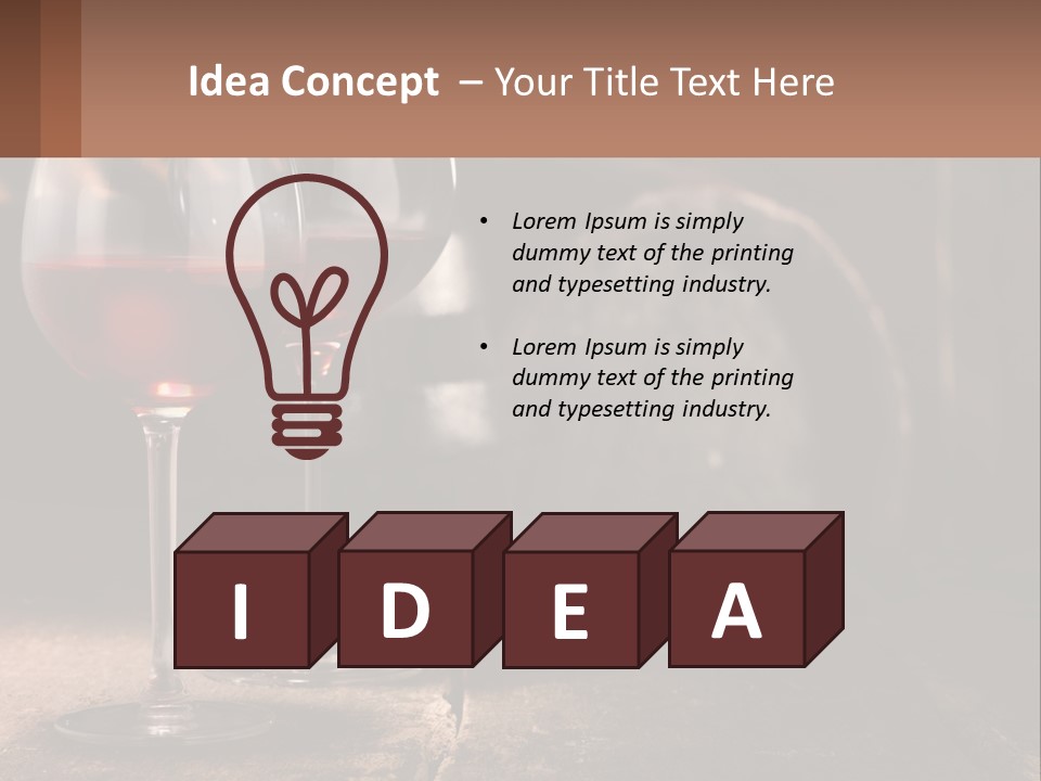 Two Glasses Of Red Wine On A Wooden Table PowerPoint Template