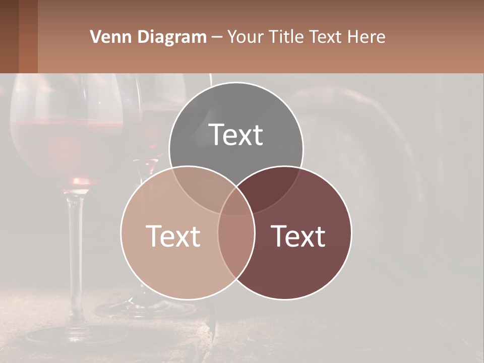 Two Glasses Of Red Wine On A Wooden Table PowerPoint Template