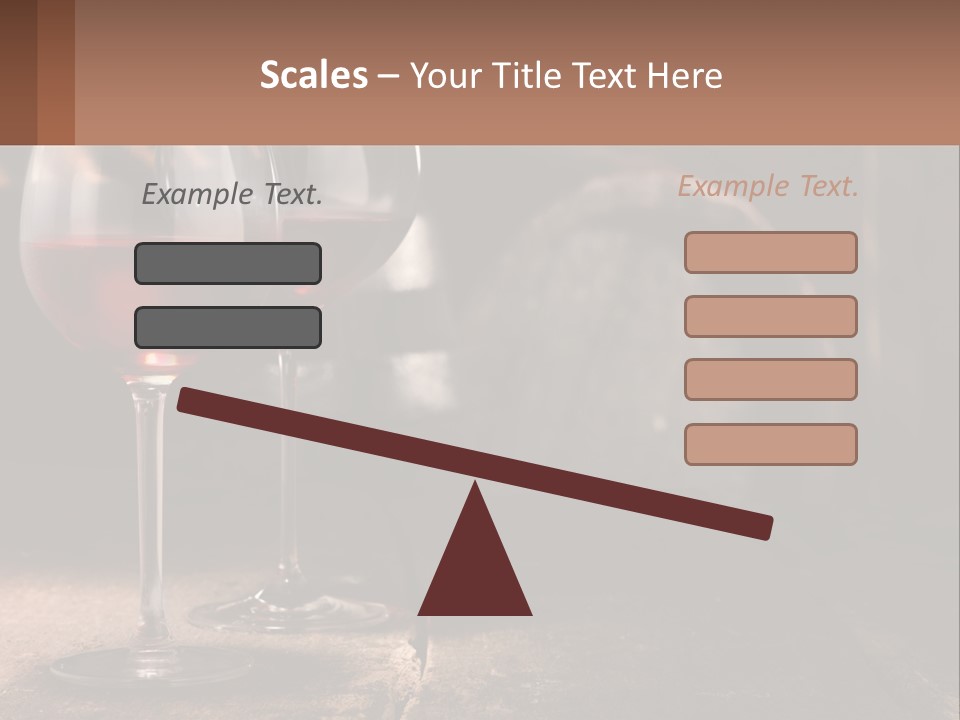 Two Glasses Of Red Wine On A Wooden Table PowerPoint Template