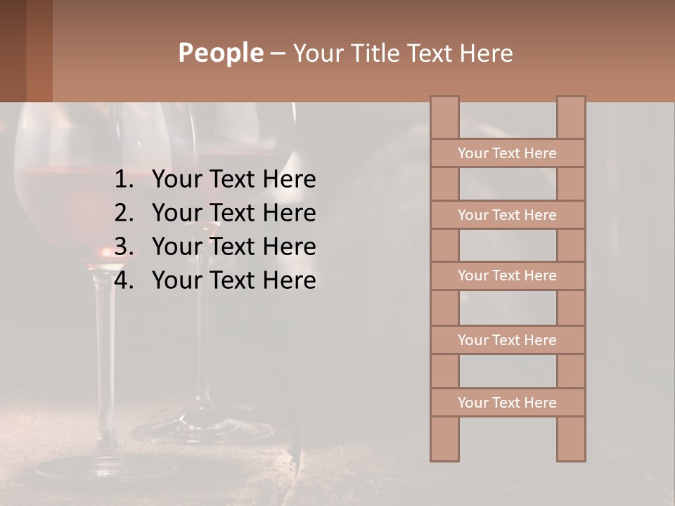 Two Glasses Of Red Wine On A Wooden Table PowerPoint Template