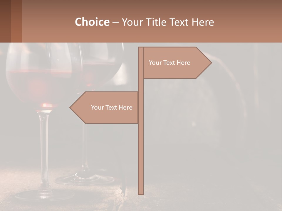 Two Glasses Of Red Wine On A Wooden Table PowerPoint Template