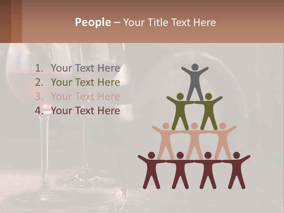 Two Glasses Of Red Wine On A Wooden Table PowerPoint Template