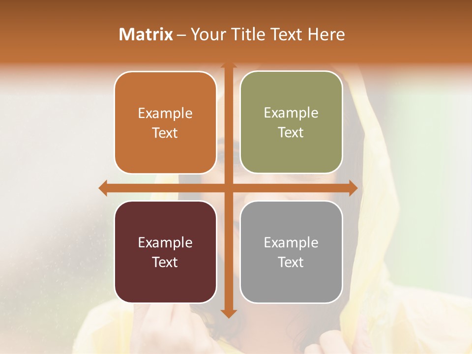 A Woman In A Yellow Raincoat Is Smiling PowerPoint Template