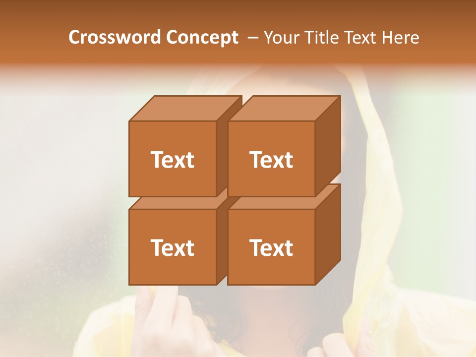 A Woman In A Yellow Raincoat Is Smiling PowerPoint Template