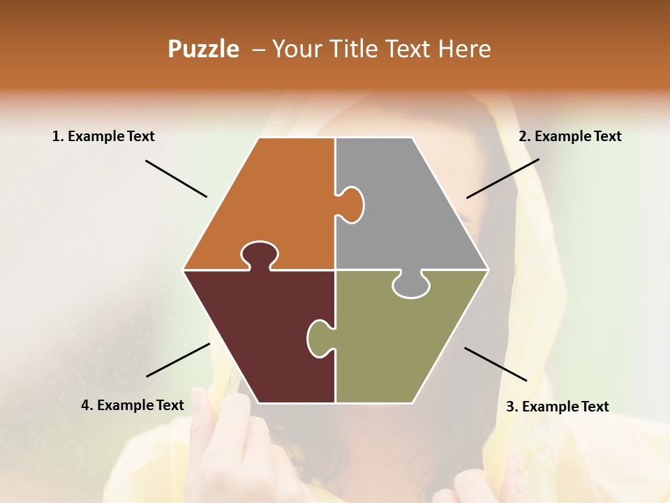 A Woman In A Yellow Raincoat Is Smiling PowerPoint Template