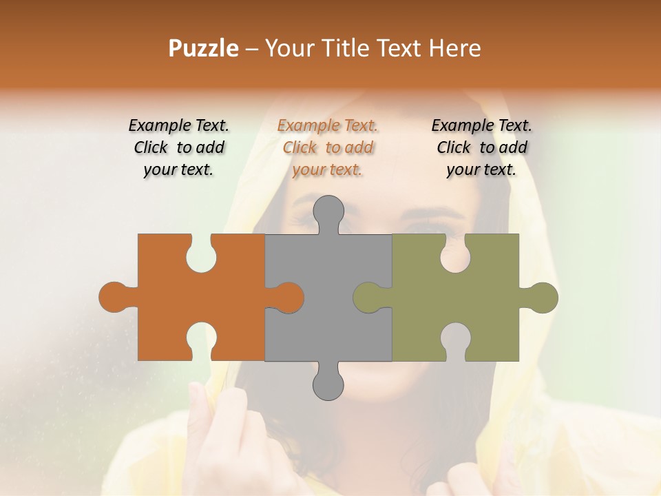 A Woman In A Yellow Raincoat Is Smiling PowerPoint Template