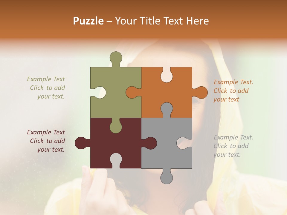 A Woman In A Yellow Raincoat Is Smiling PowerPoint Template