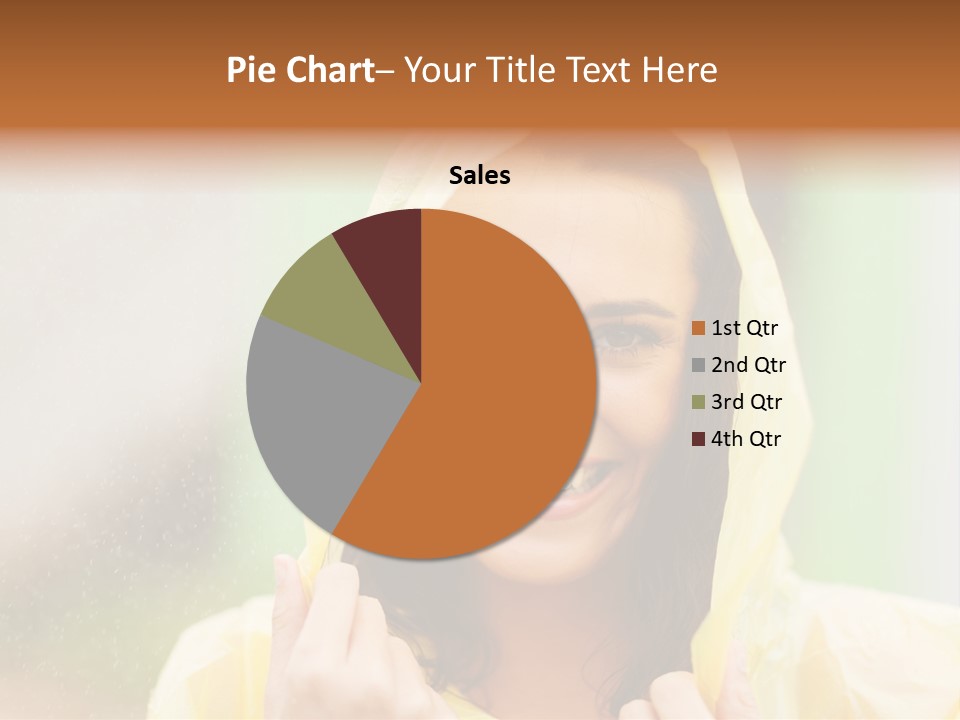 A Woman In A Yellow Raincoat Is Smiling PowerPoint Template