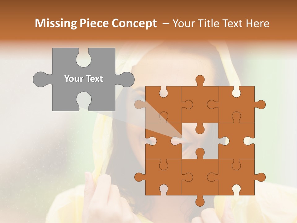 A Woman In A Yellow Raincoat Is Smiling PowerPoint Template