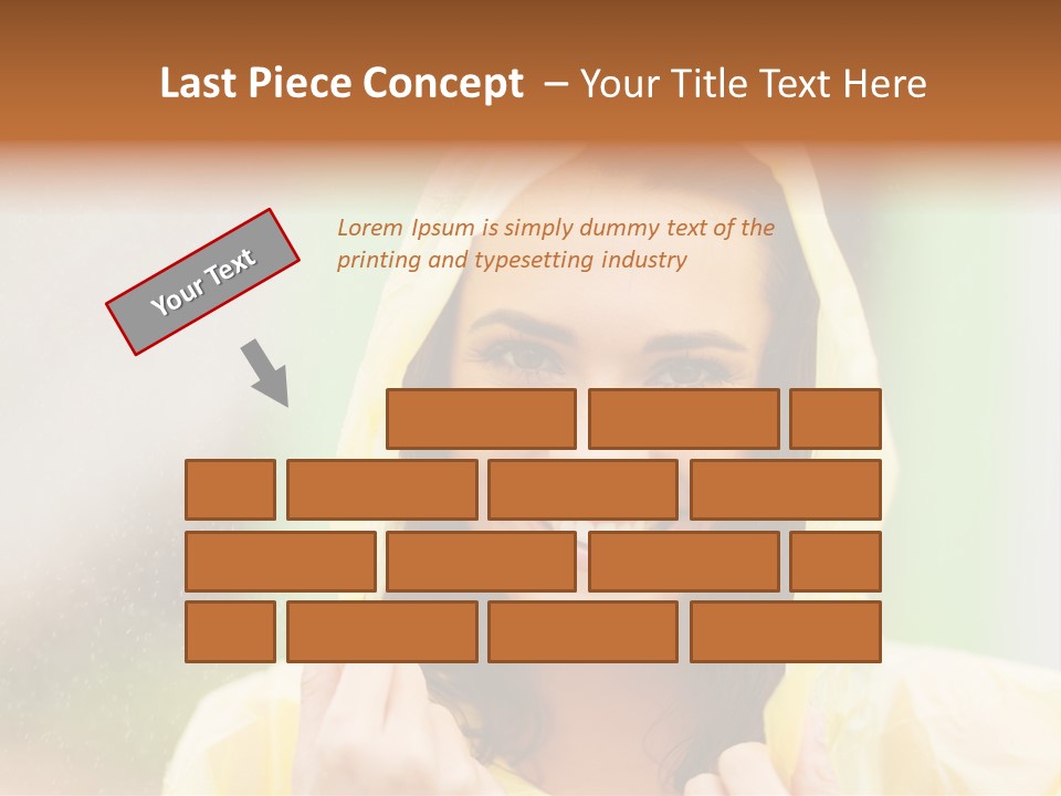 A Woman In A Yellow Raincoat Is Smiling PowerPoint Template