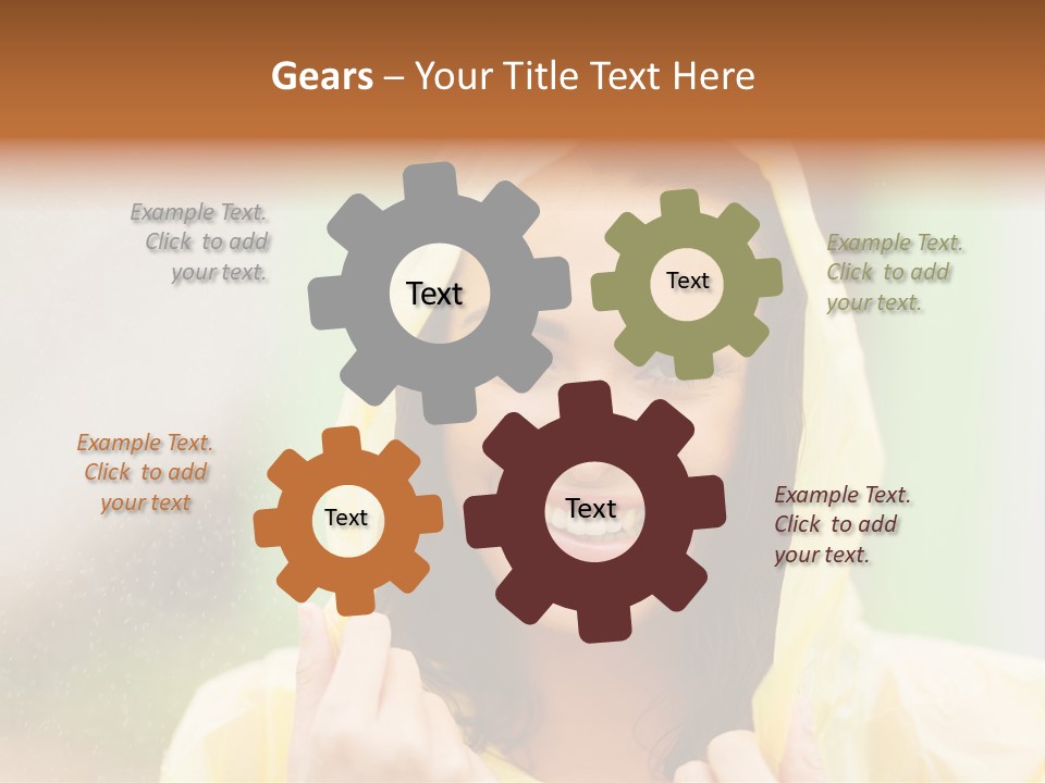 A Woman In A Yellow Raincoat Is Smiling PowerPoint Template