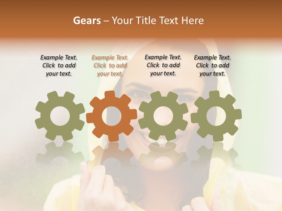 A Woman In A Yellow Raincoat Is Smiling PowerPoint Template